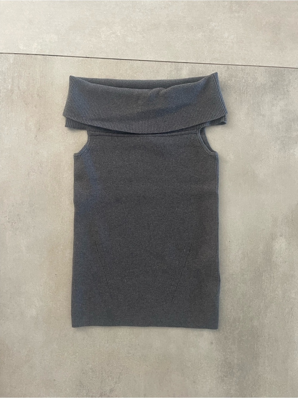 J. Crew Ribbed Off the Shoulder Sweater - Charcoal